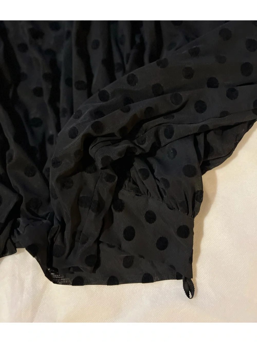 Anthropologie Elevenses Black Flocked Polka Dot Sheer Mesh Cropped Shrug XS